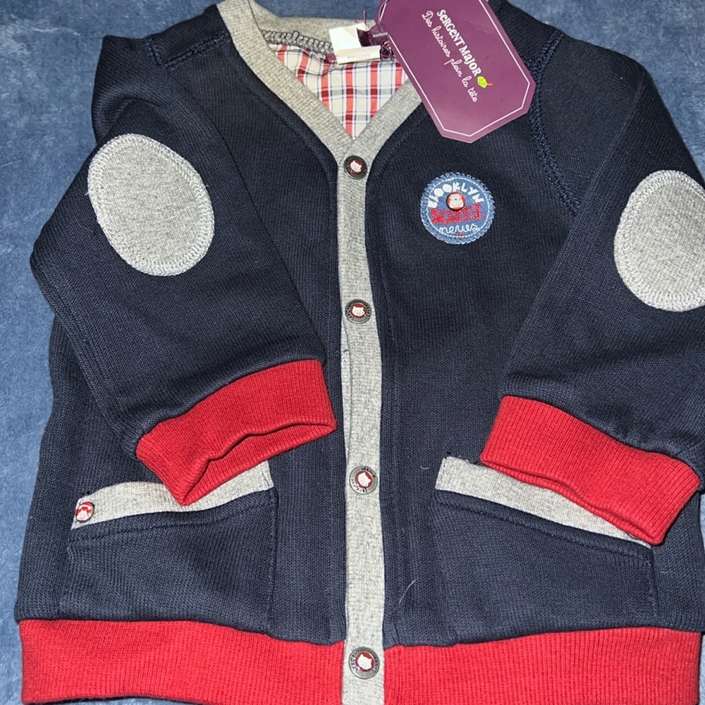 Sergent Major 12 mo sweatshirt material cardigan  NWT